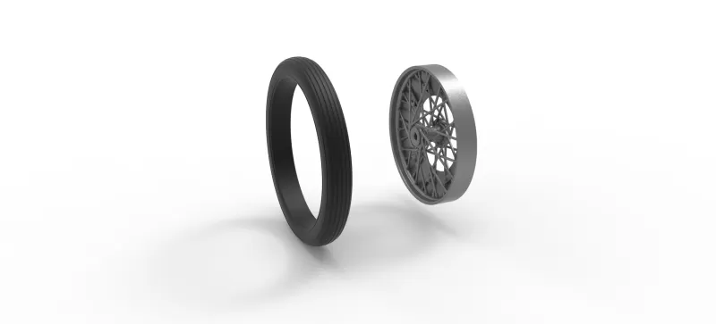 Front wire wheel of vintage dragster Version 3 Scale 1:25 - Model preview 13