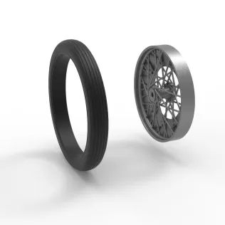 Front wire wheel of vintage dragster Version 3 Scale 1:25