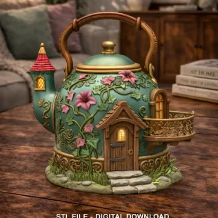 Fantasy Teapot Fairy House – STL File 3D Print - Model thumbnail 2