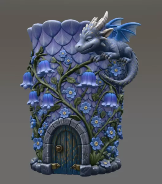 Enchanted Dragon Flower Tower Vase - Model preview 6