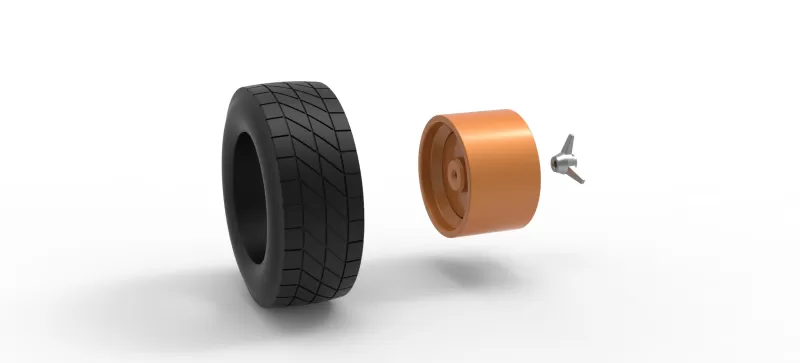 Wheel of Vintage Dirt race car V7 Scale 1:25 - Model preview 10