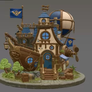 Sky Captain Airship House STL File for 3D Print - Model thumbnail 5