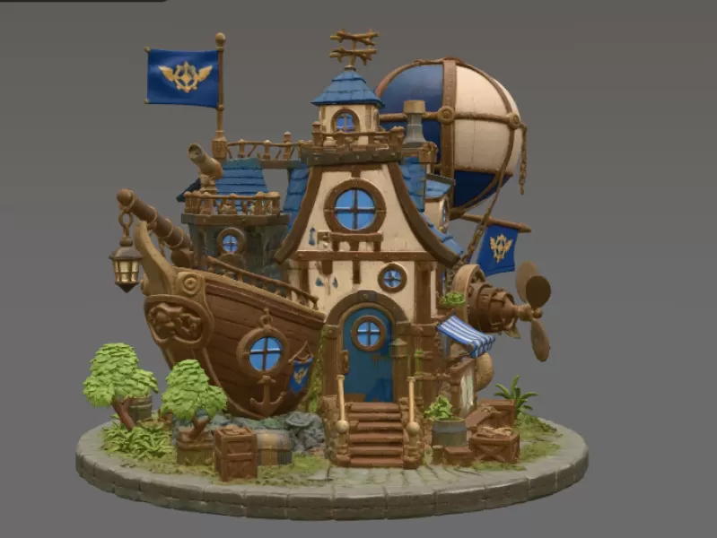 Sky Captain Airship House STL File for 3D Print - Model preview 5