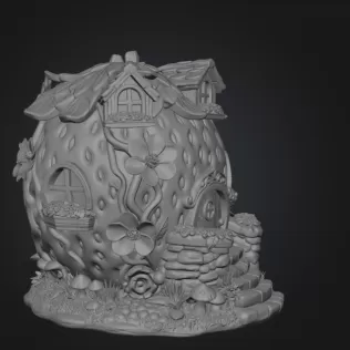 Strawberry Fairy Cottage STL File 3D Printable