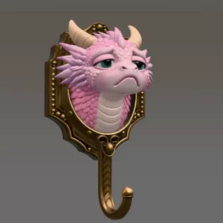 Grumpy Dragon Wall Hook STL File for 3D Print - Model thumbnail 7
