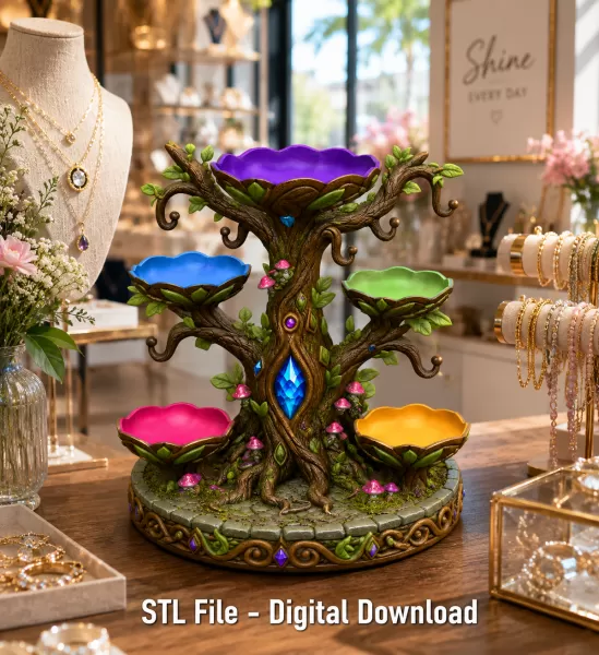 Enchanted Jewelry Tree Display STL File for 3D Print - Model preview 1