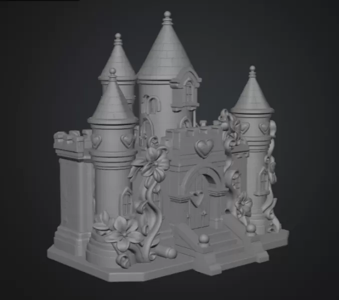 Enchanted Heart Blossom Castle STL File for 3D Print - Model preview 15