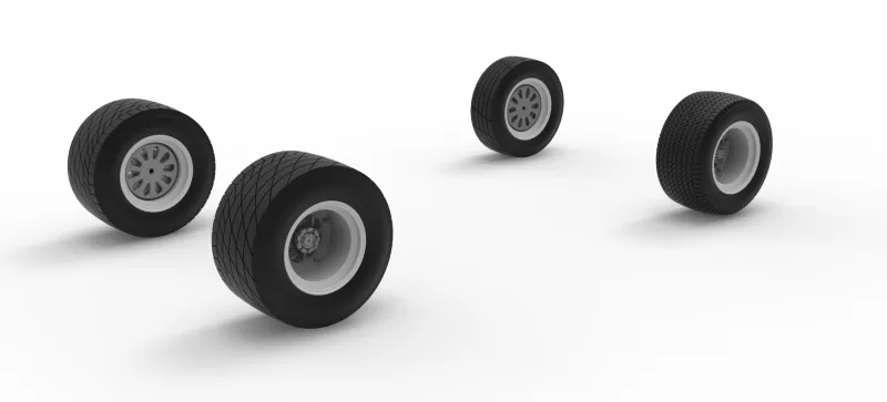 Wheel Set of Vintage Dirt Modified stock car Scale 1:25 - Model preview 9