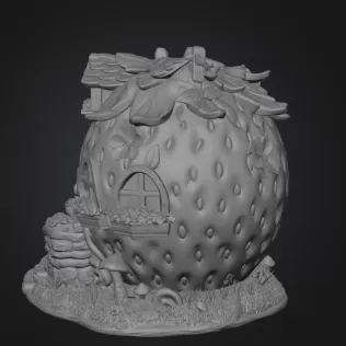 Strawberry Fairy Cottage STL File 3D Printable - Model thumbnail 8