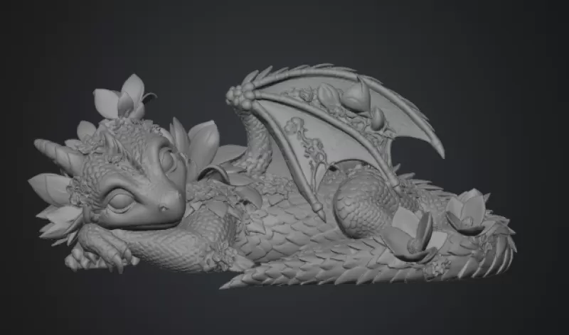 Peach Baby Blossom Dragon STL File for 3D Print - Model preview 11