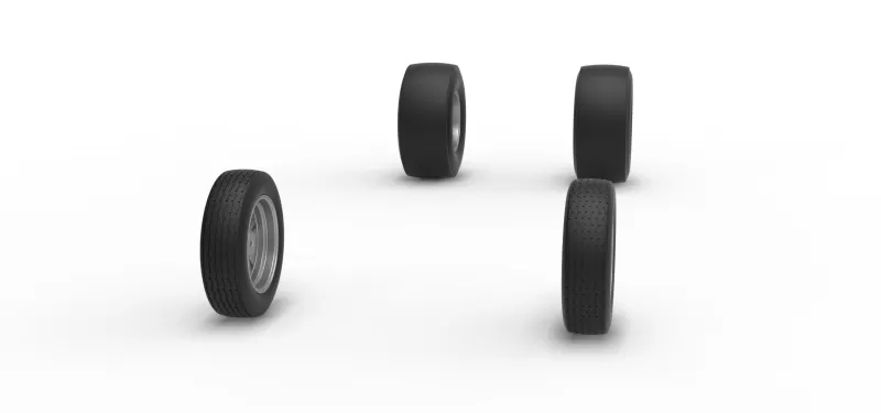 Wheel Set of Vintage Front engine dragster Version 7 Scale 1:25 - Model preview 3