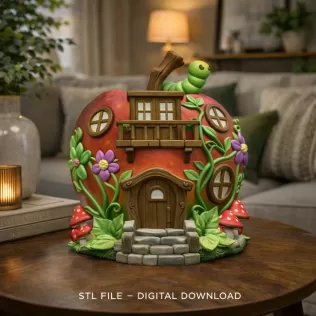 Enchanted Apple Cottage STL File 3D Printable - Model thumbnail 2