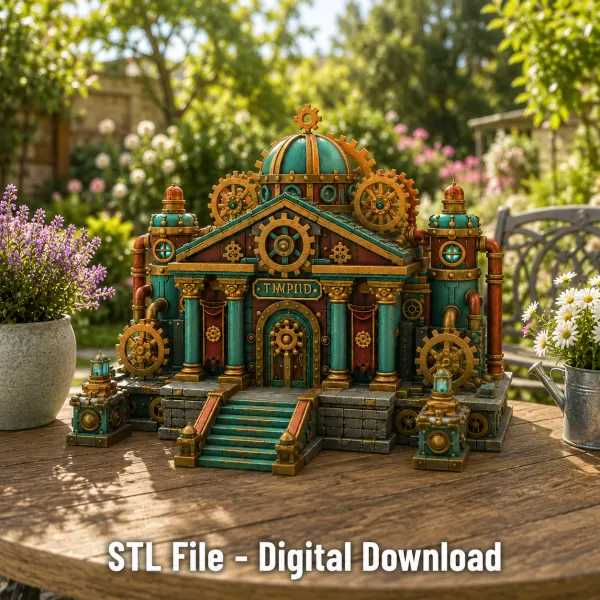 Grand Steampunk Gearworks Castle STL File for 3D Print - Model preview 3