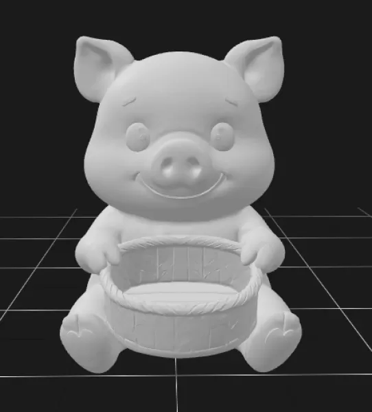 Pig Holding a Gift Basket - Model preview 2