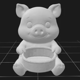 Pig Holding a Gift Basket - Model thumbnail 2