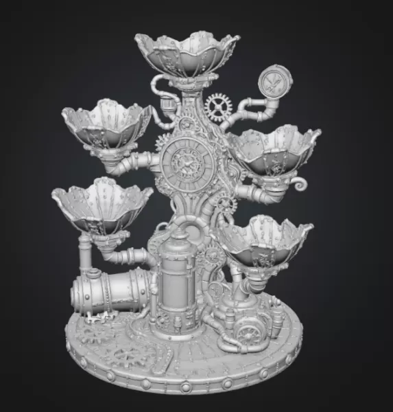 Steampunk Clockwork Bowl Organizer STL File for 3D Print - Model preview 14