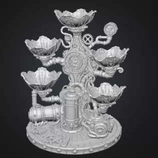 Steampunk Clockwork Bowl Organizer STL File for 3D Print - Model thumbnail 14