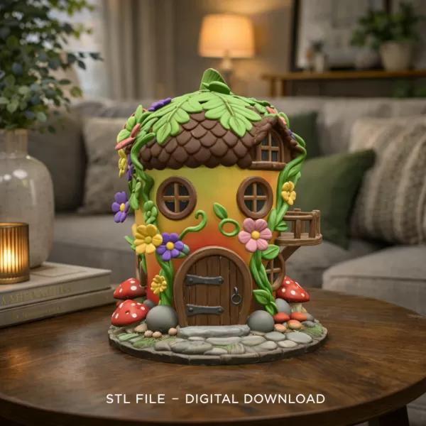 Whimsical Fairy Garden Cottage STL File 3D Printable - Model preview 2