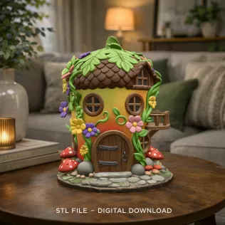 Whimsical Fairy Garden Cottage STL File 3D Printable - Model thumbnail 2