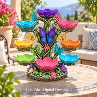 Butterfly Flower Bowl Organizer STL File for 3D Print - Model thumbnail 2