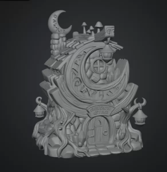 Moonlit Mystic Cottage STL File for 3D Print - Model preview 18