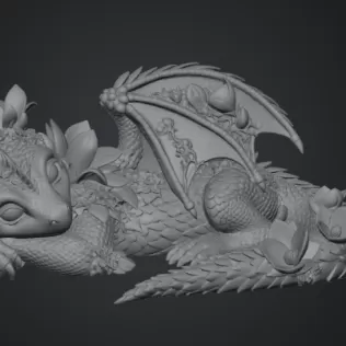 Peach Baby Blossom Dragon STL File for 3D Print