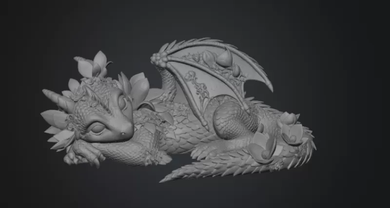 Peach Baby Blossom Dragon STL File for 3D Print - Model preview 15