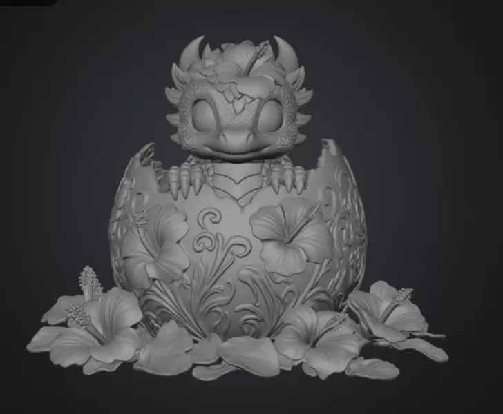 Hibiscus Hatchling Dragon STL File for 3D Print - Model preview 13