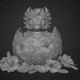 Hibiscus Hatchling Dragon STL File for 3D Print - Model thumbnail 13