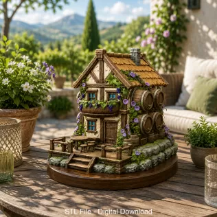 Fantasy Wine Cottage – Medieval Vineyard House STL for 3D Printi
