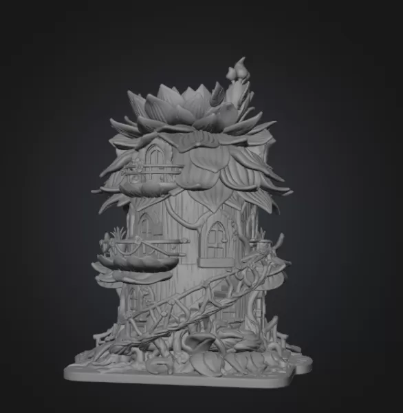 Whimsical Blossom Cottage STL File for 3D Printing - Model preview 9