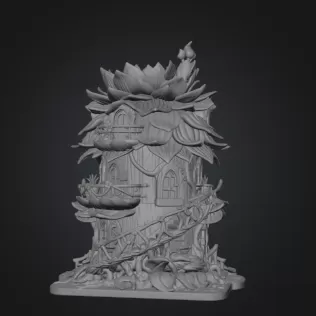 Whimsical Blossom Cottage STL File for 3D Printing - Model thumbnail 9
