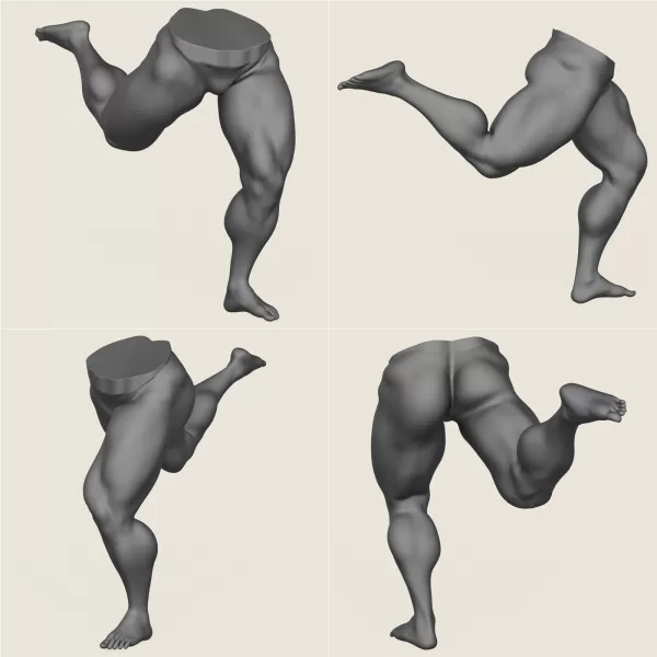 Muscular Man Leg Pose Collection - Model preview 9