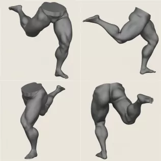 Muscular Man Leg Pose Collection - Model thumbnail 9