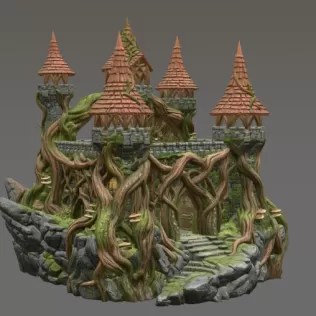 Enchanted Thornwood Fortress STL File for 3D Print - Model thumbnail 6