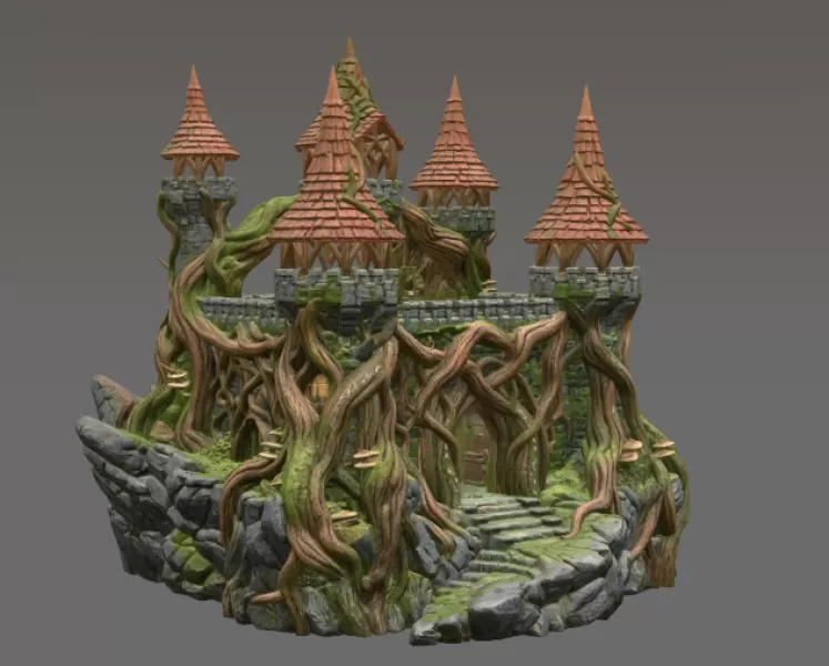 Enchanted Thornwood Fortress STL File for 3D Print - Model preview 6