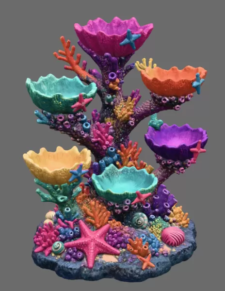 Colorful Coral Reef Tree Organizer STL File for 3D Print - Model preview 8