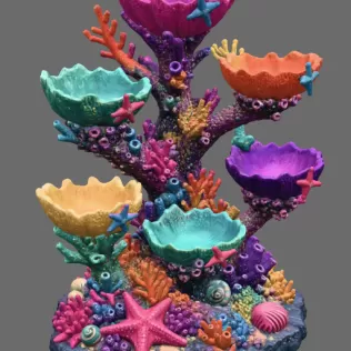Colorful Coral Reef Tree Organizer STL File for 3D Print - Model thumbnail 8