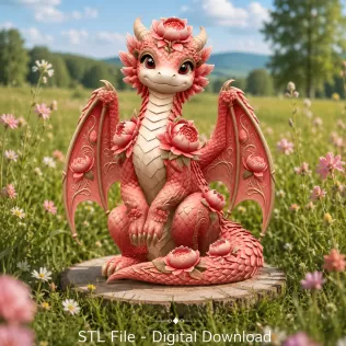 Rosé Bloom Dragon STL File for 3D Print