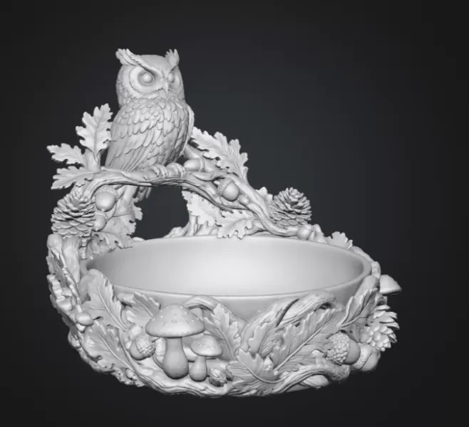 Autumn Owl Bowl Organizer STL File for 3D Print - Model preview 16