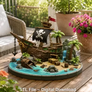 Pirate Treasure Island Shipwreck STL File for 3D Print - Model thumbnail 5