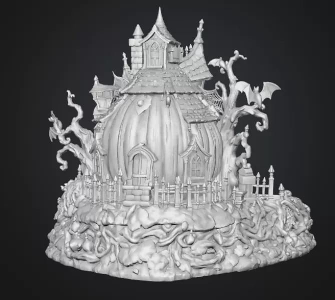 Haunted Pumpkin House Organizer STL File for 3D Print - Model preview 15