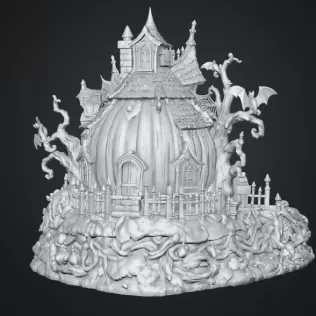 Haunted Pumpkin House Organizer STL File for 3D Print - Model thumbnail 15
