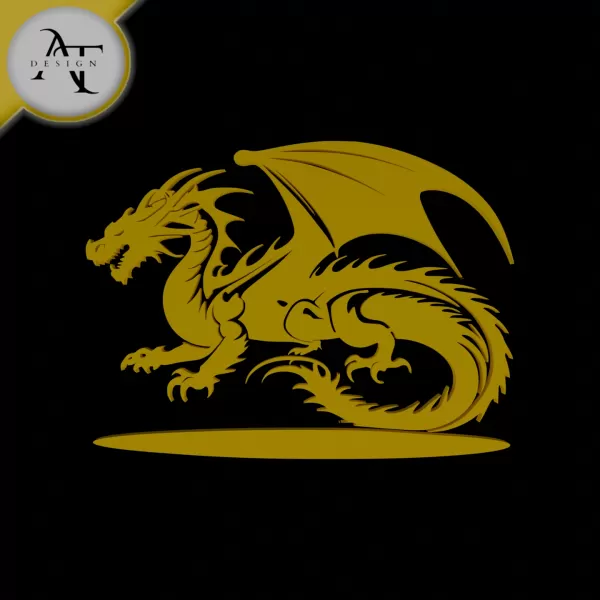 Dragon - Silhouette - 2D Wall Art Decor - Model preview 1