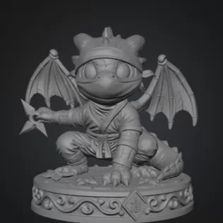 Cute Fantasy Ninja Dragon STL File for 3D Printing - Model thumbnail 7