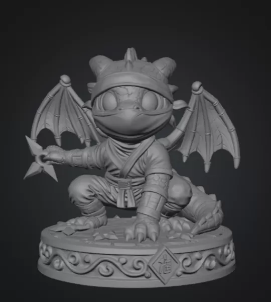 Cute Fantasy Ninja Dragon STL File for 3D Printing - Model preview 7
