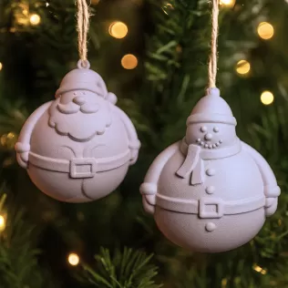 Santa & Snowman Ornament Set | 2 pcs Christmas Tree Decor - Model thumbnail 2