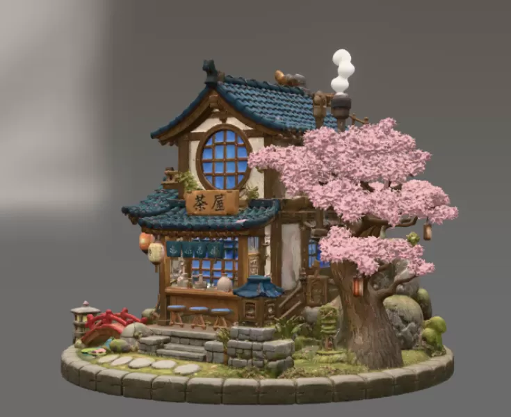 Japanese Tea House STL File for 3D Print - Model preview 7