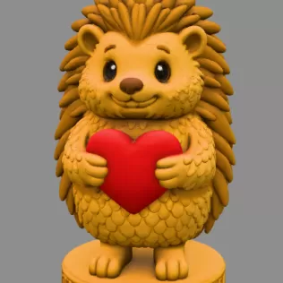 Hedgehog with Heart — Detailed Hedgehog Pendant / Figurine - Model thumbnail 2