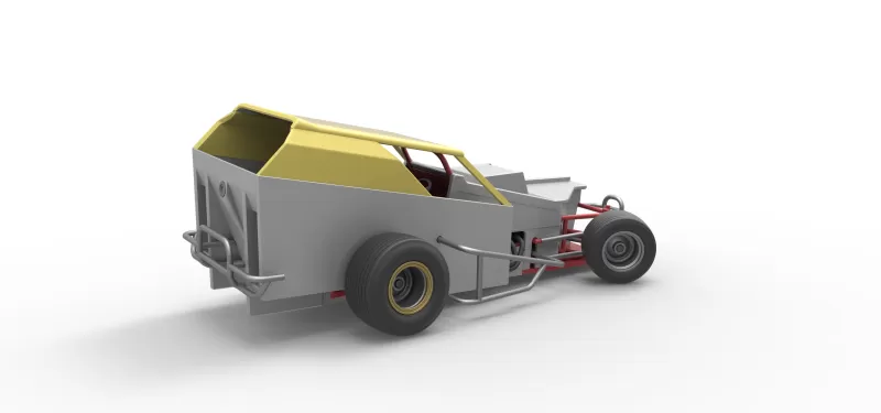 Vintage Dirt Modified stock car V7 while turning Scale 1:25 - Model preview 20